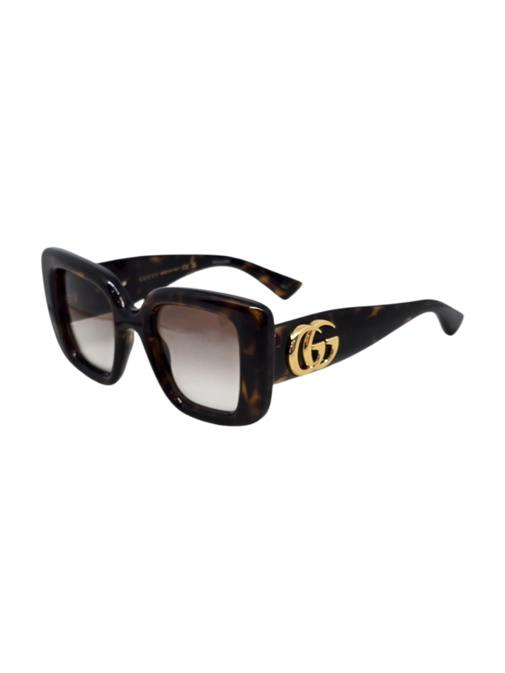 Gucci Tortoiseshell Square Sunglasses with Gold Double G Accents